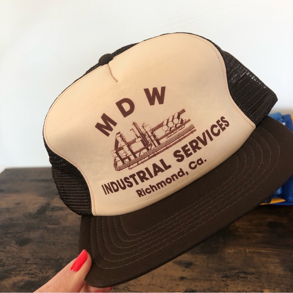 Vintage 80s Brown Richmond CA advertising industrial trucker hat
